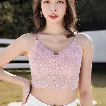 

Summer Mid-length Beautiful Back Wrapped Chest New Lace Bra Women Underwear Bottoming Strap Tube Top Soutien Gorge Bandeau