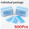 10-500pcs Disposable Adults individual package Masks Filter Meltblown Non-wove Face mask blue Breathable Protective masque mask 1