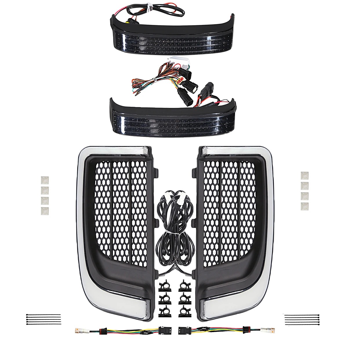 

Black Fairing Lower Grills Turn Signal And Saddlebag Light For Harley Street Electra Glide 2014-2020