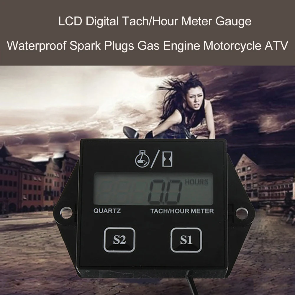 Водонепроницаемый moto lcd цифровой тач/счетчик моточасов свечи зажигания газовый двигатель moto rcycle AT