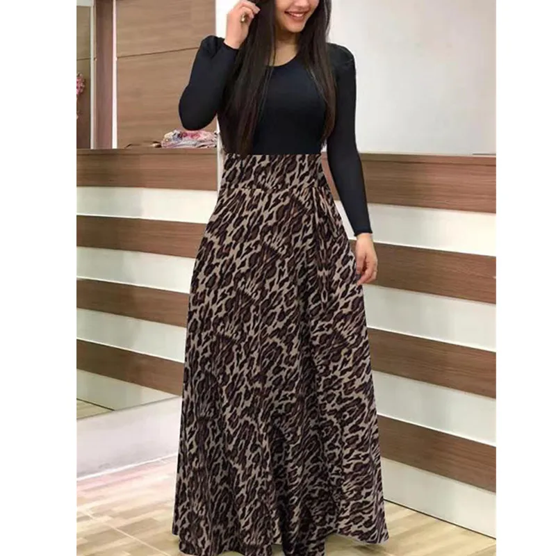 Oufisun Spring Autumn Hohemia Womne's Dress Casual Patchwork Parint Maixi Dresses Elegant Tunic Boho Party Midi Dresses Vestidos