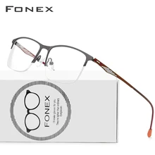 FONEX, сплав, очки, мужские, квадратные, по рецепту, оправа для очков, полуоправы, близорукость, оптическая оправа, Корейская, Безвинтовые очки 8836