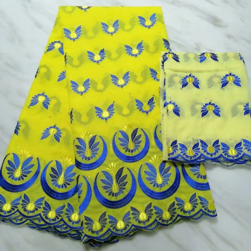 

Yellow African George Beaded Lace Fabric New Design 2020 Embroidered Nigerian Guipure Lace Fabric 5 yards DIY Aso Oke 2 yards