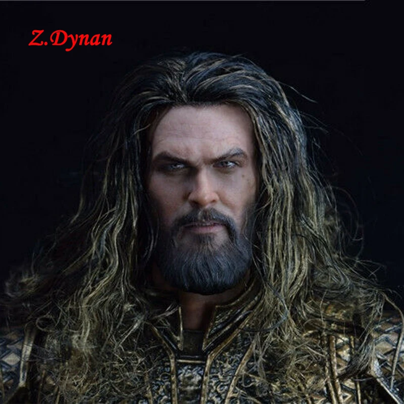 

In Stock 1/6 Scale Aquaman Head Carving Male Head Sculpt Model with Planted Hair Fit 12'' Action Body Figure