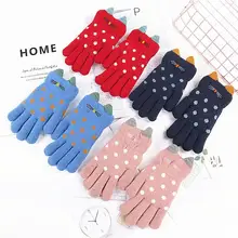 Зимние теплые мягкие детские перчатки, милые вязаные перчатки, Детские теплые толстые зимние перчатки с мультяшным котом для детей 3-6 лет