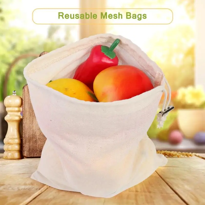 

Portable Eco Friendly Kitchen Fruit Vegetable Drawstring Storage Mesh Bags Fruit Vegetable Organizer Storage Bags Pouch