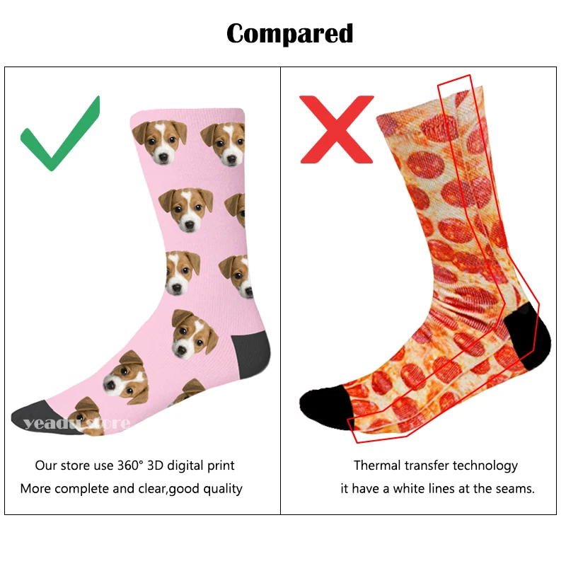 Colorful Custom Novelty DIY Men&Women Socks Funny Print Couples Dog Cat Personalized Your Face Photo on Sock Unisex for Gift winter socks for women