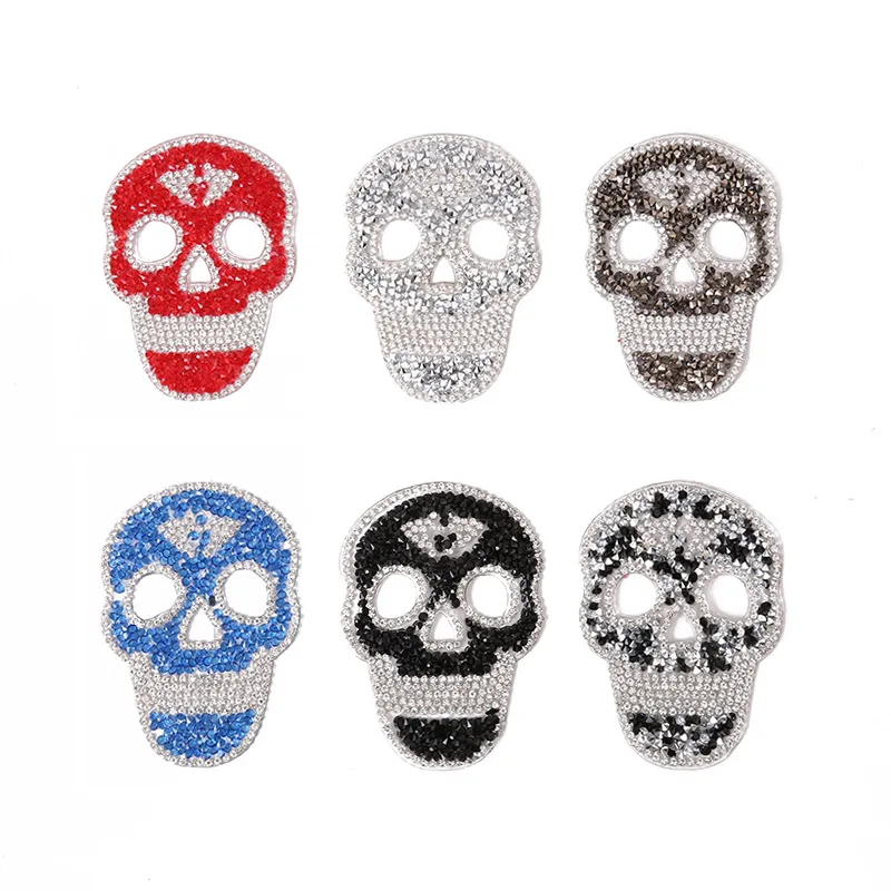 

Punk Skull Crystal Rhinestone Patches Iron on Patches for Clothing Hotfix Rhinestone Sticker on Clothes Application DIY Applique