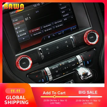 

HANGUP Car Interior Mouldings For Ford Mustang 2015 Up Aluminum Alloy Air Condition Switch Knob Control Button Cover Ring