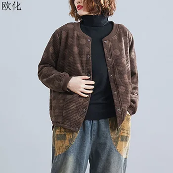 

2020 New Parka Winter Jacket Women Vintage Long Sleeve Cotton Polka Dot Jacket Autumn Short Parka Female Jacket Outwear Cardigan