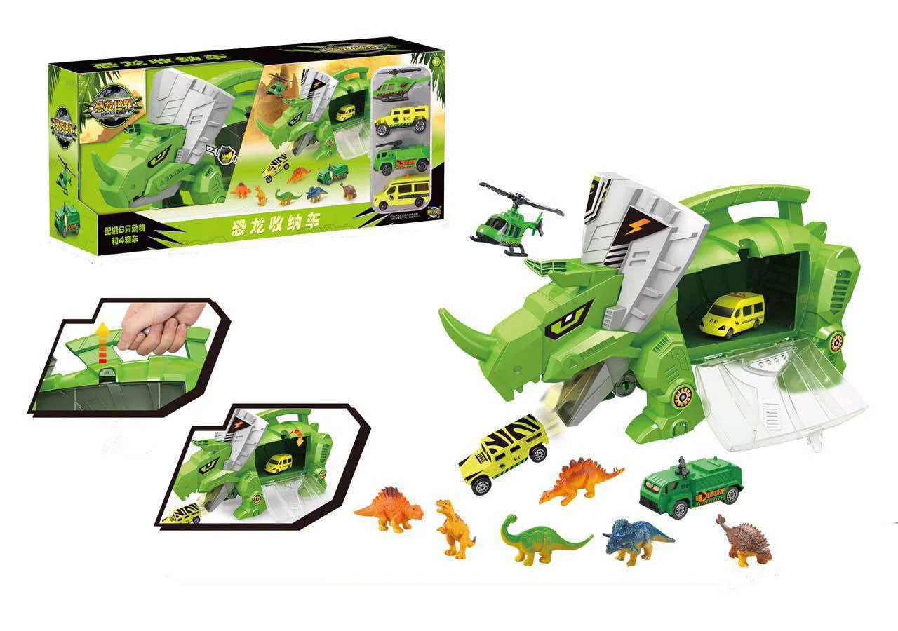 

Hot Sales Children Machinery War Dragon Toy Car Dinosaur Hand Container Storage Freight Truck Set