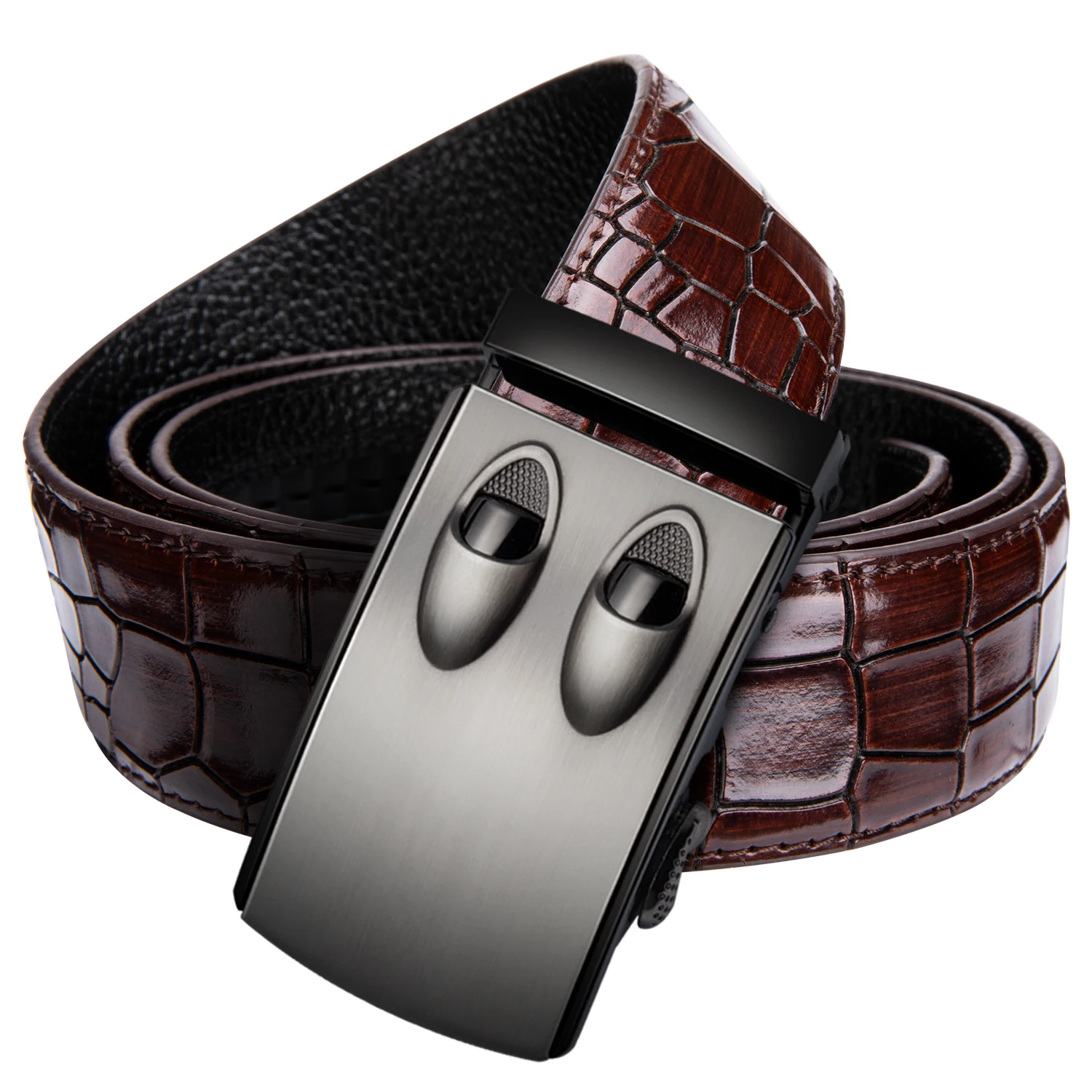 DJ-C-0086 Hi-Tie роскошный крокодиловый красный ремень для мужчин из натуральной коровьей кожи ремень для джинсов Автоматическая пряжка повседневные крутые ковбойские ремни - Цвет: DJ-C-0086