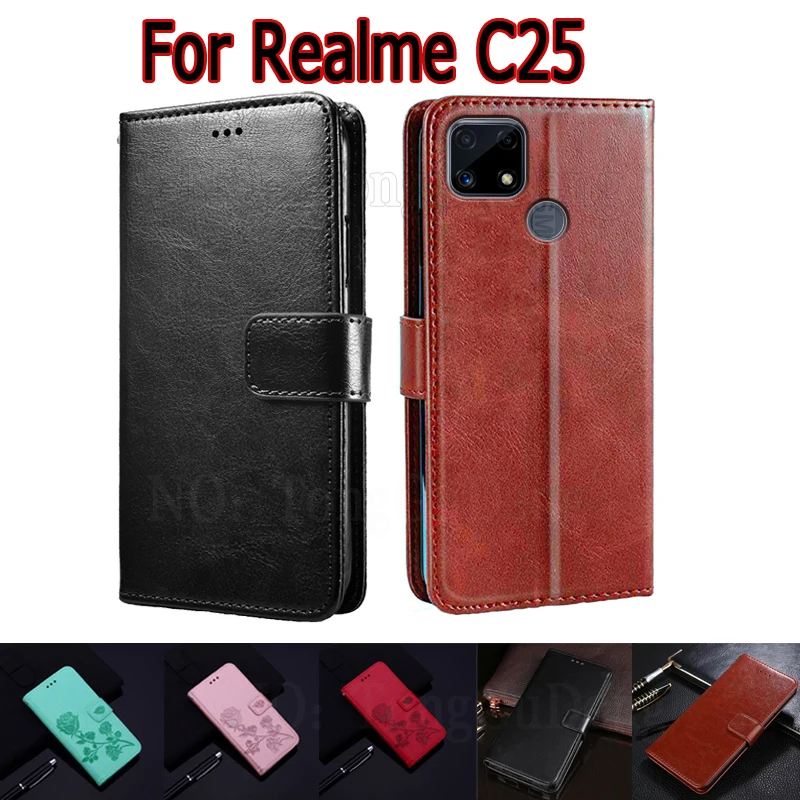 Flip Case For Realme C25 RMX3191 Cover Phone Protective Shell Funda C 25 Wallet Leather Book Etui Hoesje Capas | Мобильные телефоны