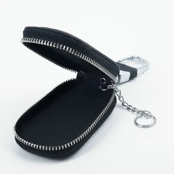 

Bag Key Cover Holder Tool Remote Fob Zipper Case 1pc Practical Chain Leather