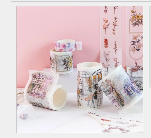 JOOEE 8 Rolls Vintage Floral Green Plants Washi Tape Set with 4 Sizes,  Japanese Masking Decorative Tapes for DIY Crafts and Arts Bullet Journal