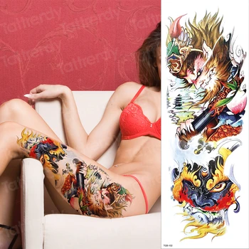 

large temporary tattoos dragon fish tiger full arm sleeve tatoo fake waterproof sexy body thigh leg sticker women mens decal