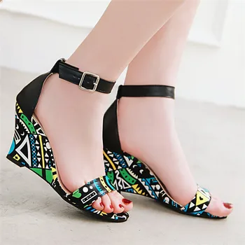 

Summer Wedges Heel Sandals High Heels Womens Ankle Strap Buckle Floral Sandals Summer Shoes Fashion 2020 Designer Ladies Sandles