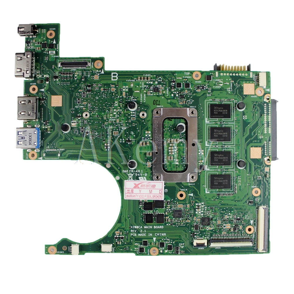 SAMXINNO For ASUS X200C X200CA X200CAP Laotop Mainboard X200CA Motherboard W/ 4GB RAM 2117U CPU