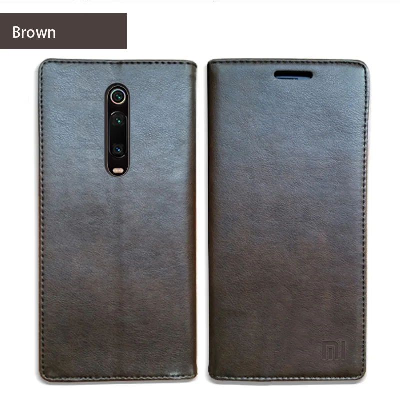 Для Xiaomi mi 9T чехол Роскошный флип-кейс из натуральной кожи для Xiaomi mi 9t Магнитный чехол-книжка для Xaio mi 9t Coque - Цвет: Темно-коричневый