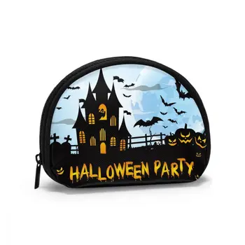 

Cosmetic Bag Creepy Castle And Pumpkins Women Makeup Bag Travel Organizer Toiletry