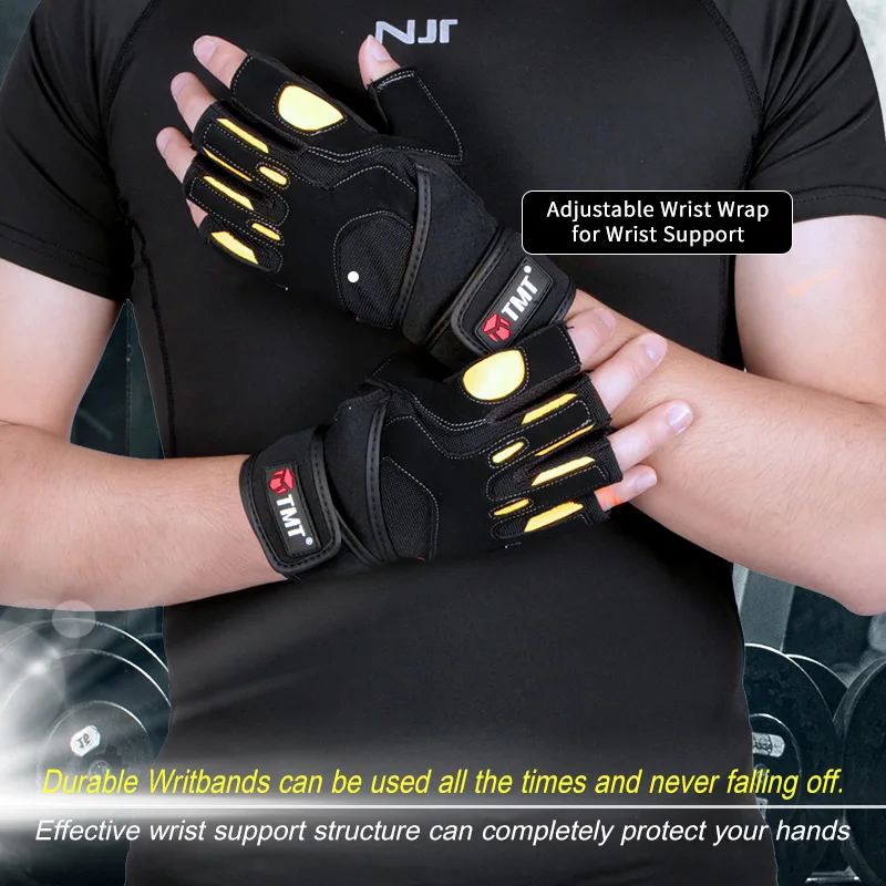 TMT  Sports Gym Gloves Weightlifting Fitness Workout Half Finger Gloves Men Bodybuilding Dumbbell Weight lifting Training Gloves