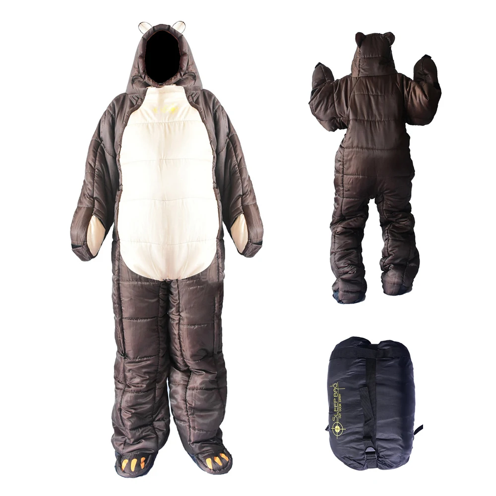 

Outdoor Camping Winter Sleeping Bag Thickening Warm Single Backpacking Sleeping Bag Indoor Humanoid Sleeping Bag With Carry Bag
