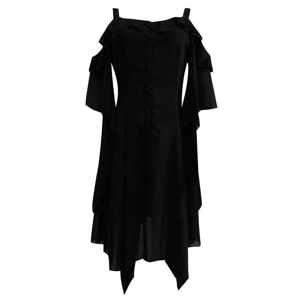 Женское платье, модное, с оборками, с рукавами, с открытыми плечами, готическое, миди платье, летнее, повседневное, женское, пляжное платье Vestidos размера плюс 5xl# J30