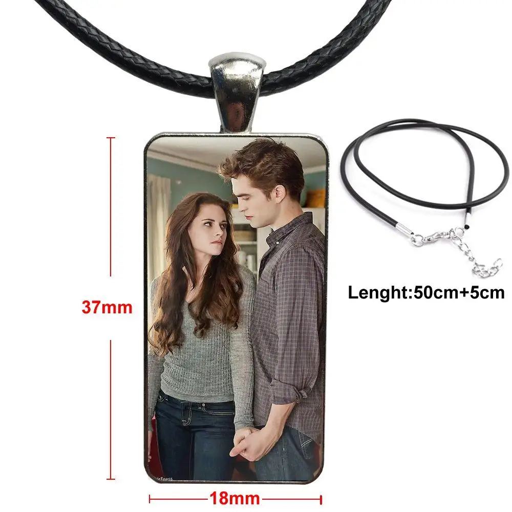 Для детей Youth The Twilight Saga модный стеклянный подвесной брелок прямоугольное ожерелье колье ожерелье ювелирные изделия - Окраска металла: as picture