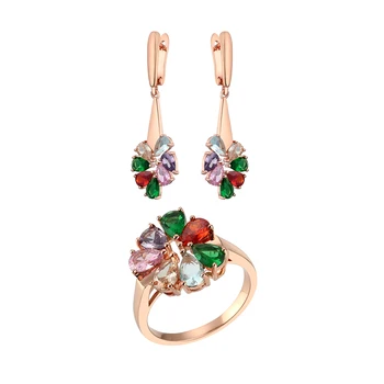 

Cute Grape Earrings Ring Women Girls Jewelry Set Drop Earrings Set Copper Metal Luxury Cubic Zirconia Jewelry Sets Free Shipping