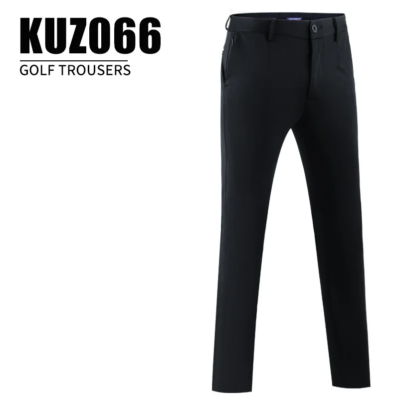 PGM Мужские осенне-зимние штаны для гольфа, эластичные спортивные повседневные штаны, плотные тонкие штаны для гольфа с карманами на молнии D0838 - Цвет: Черный