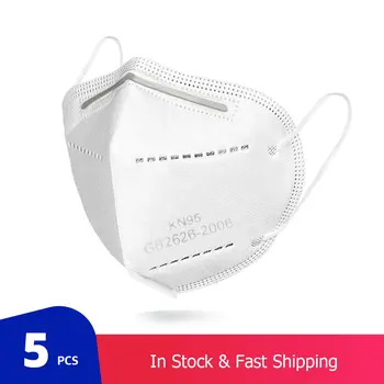

5 pcs/bag KN95 Face Mask PM2.5 Anti-fog Strong Protective Mouth Mask Respirator Reusable (not for medical use)
