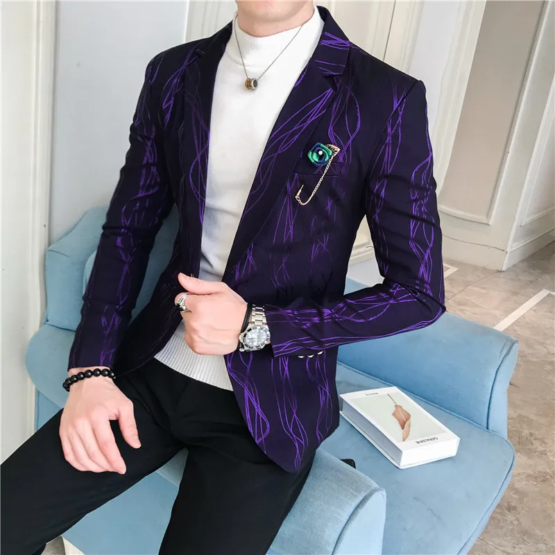 Мужские блейзеры в полоску, мужской костюм, Vestidos De Novia, Мужская офисная куртка, приталенный деловой костюм Veste Homme