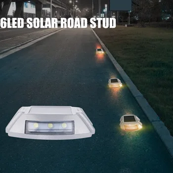 

Warning 6LED Induction Path Lamp 2pcs Waterproof Outdoor Solar Road Stud Light Garden Camping Hanging Road Spike Light