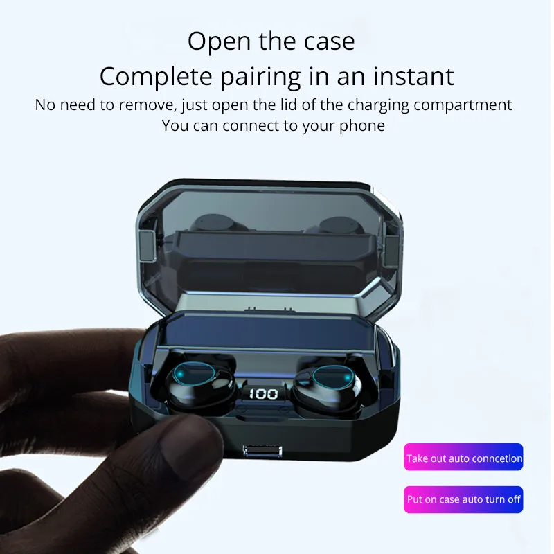 New G03 Earphone Wireless 6000mAh LED Smart Power Bank TWS 5.0 Bluetooth 9D Stereo IPX7 Waterproof PK G02 for all phone