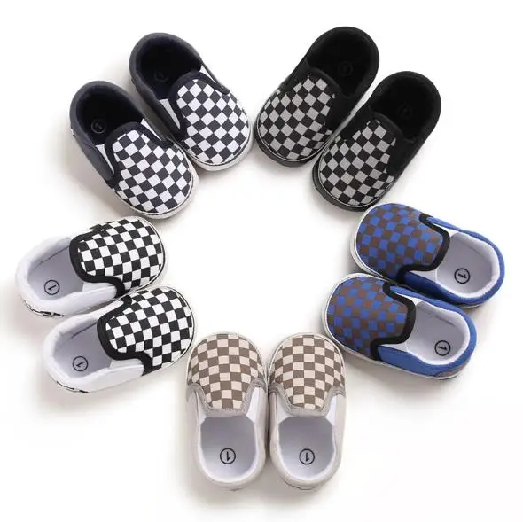 Baby Shoes Bebe First-Walkers Canvas Anti-Slip Plaid Soft-Bottom New