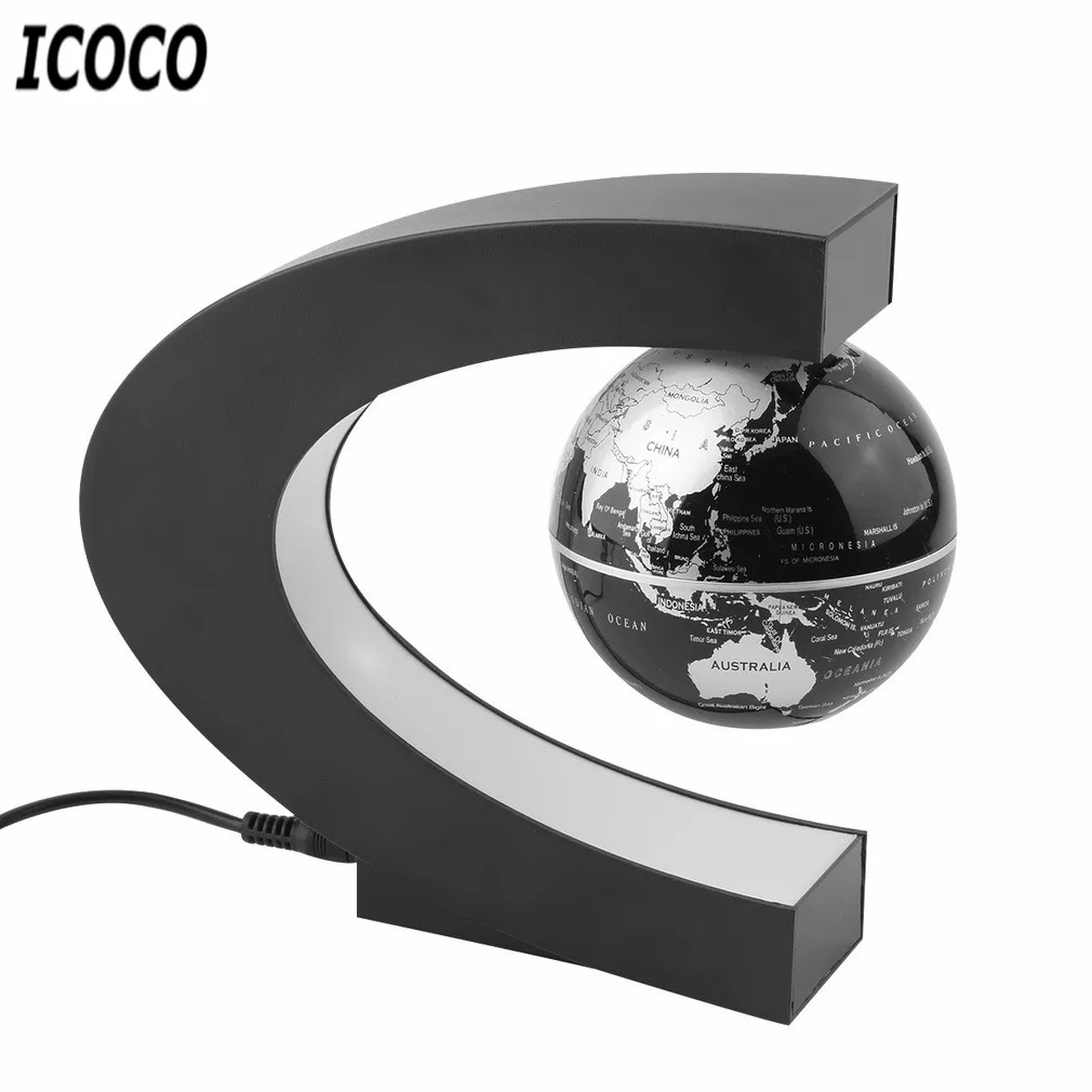 C форма светодиодный карта мира Плавающий глобус магнитная левитация светильник антигравитационный магнитный шар свет Рождество День рождения украшения дома