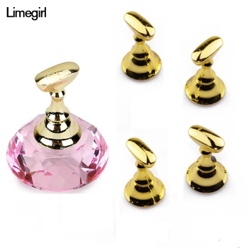 

1pcs Magnetic Nail Holder +5pcs Display Stand Crystal Holders Alloy For UV Gel Polish False Nails Showing Shelf Manicure Tools
