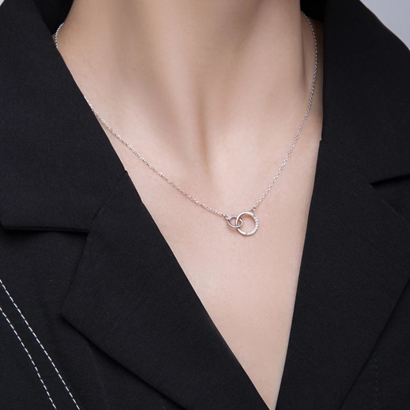 Fashion Jewelry Round Circle Pendant Necklace Simply Design Silvery Plating Hot Selling Chain For Girl Fine Accessories | Украшения и