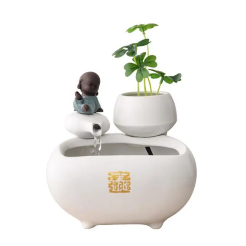 Creative Chinese Ceramic Fish Tank Water Fountain Decoration Living Room Office Desktop Humidification Feng Shui Ornaments