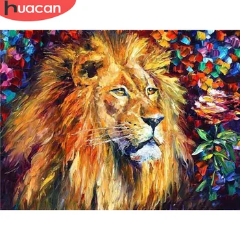 

HUACAN Embroidery Diamond Lion Full Square Drill 5d Diamond Painting Animal Cross Stitch Rhinestones Needlework Home Decoration