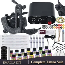 

EMALLA Tattoo Kit Complete Tattoo Machine Gun Set with Inks Power Supply Tattoo Grips Beauty Tools Accessories Tattoo Supplies