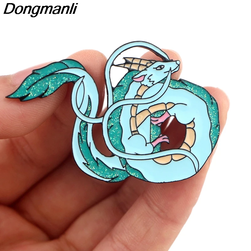 P3864 Dongmanli Мода белый дракон металлические эмалированные броши и коллекция булавок Нагрудный значок ювелирные изделия