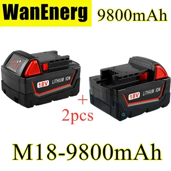 

1-2pcsOriginal 18V 9800mAh Li-ion Tool Battery for Milwaukee M18 48-11-1815 48-11-1850 2646-20 2642-21CT Repalcement M18 Battery