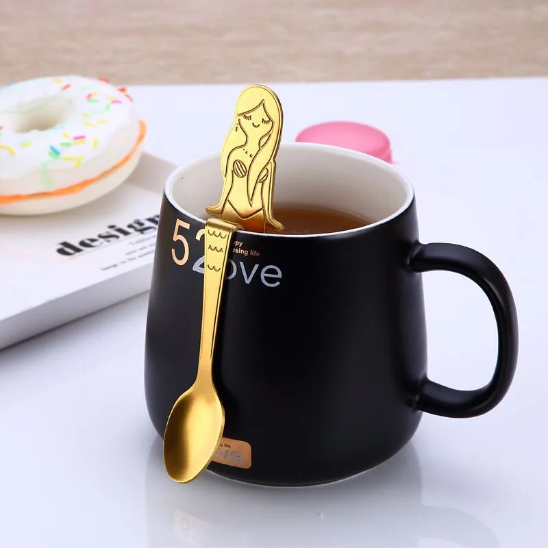 20 pack creative mermaid small coffee spoon stainless steel honey tea spoons for tea party novelty souvenir spoons