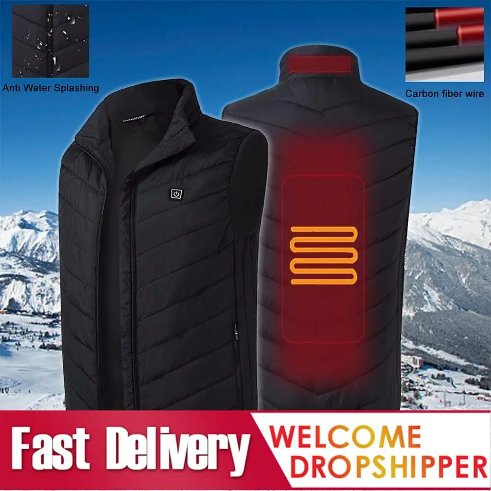 

New 2 Places Heated Vest Men Women Usb Heated Jacket Heating Vest Thermal Clothing Hunting Vest Winter Heating Jacket