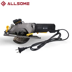 Allsome 600w serra circular elétrica cortador de madeira com laser chanfrado reto multifuncional serra elétrica à mão