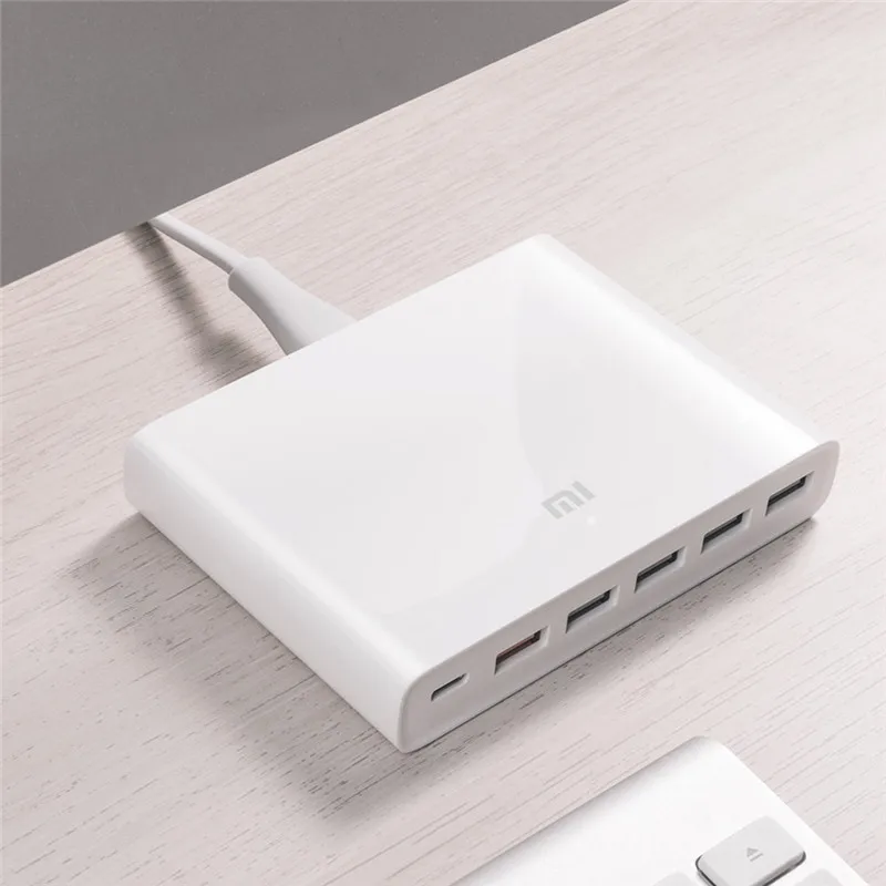 Xiaomi USB-C 60 Вт Быстрое зарядное устройство выход type-C 6 usb портов QC 3,0 зарядное устройство 18 Вт x2+ 24 Вт(5 В = 2.4A макс) для смартфона планшета