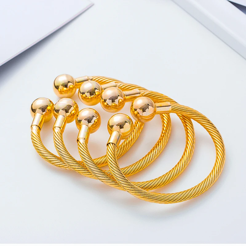 1 шт. 3 мм браслеты "Дубай" для женщин индийские Золотые Браслеты и браслеты медная шаровая манжета браслеты свадебные украшения