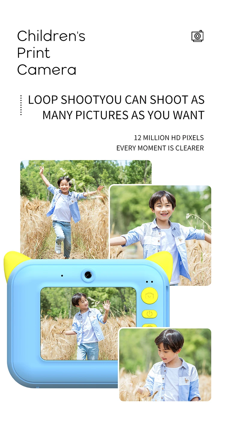 Children's Camera With Print Upgrade Selfie Kids Instant Camera Digital Zero Ink Video Camera Dual Lens 1080P HD Video Recorder best small digital camera