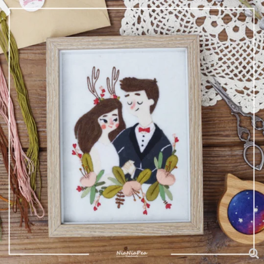 Фоторамка ко Дню Святого Валентина набор для рукоделия из шерсти войлока иглы